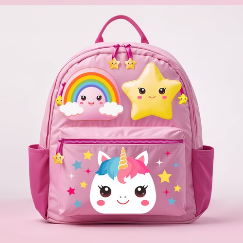 Unicorn design with the title 'Innovative backpack for toddler girls'