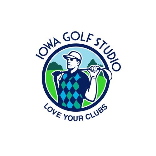 Golf logo with the title 'Iowa Golf Studio'