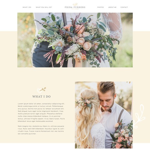 Photography website with the title 'Website for a wedding photographer'
