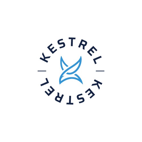 Flying bird design with the title 'Kestrel'