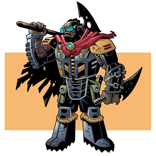 Ink drawing design with the title 'Character Design'