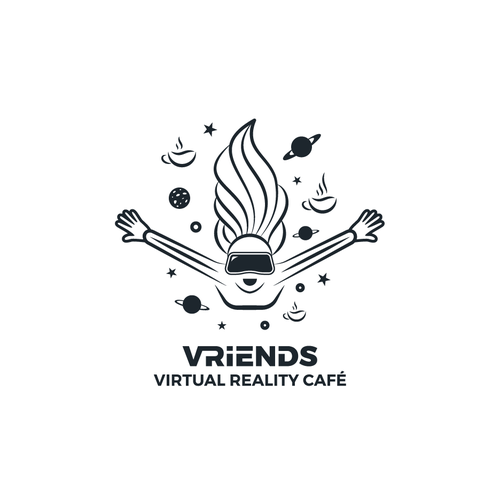 Friend design with the title 'vector art logo for VR Friends'