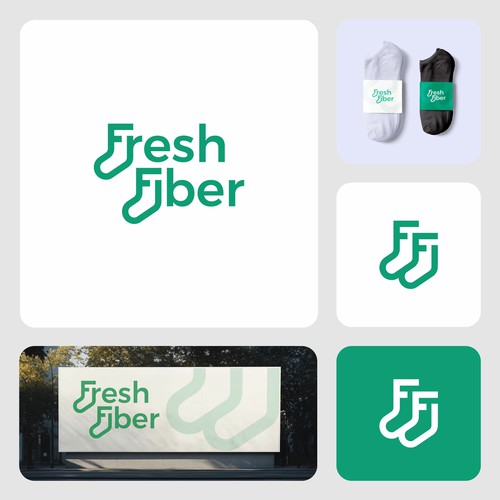 Sock design with the title 'Fresh Fiber Logo Declined'