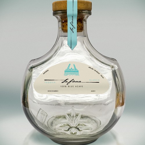 Tequila label with the title 'Label and logo for LA FIRMA Tequila'