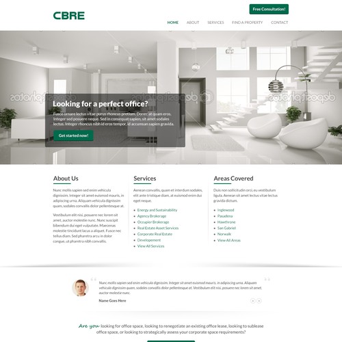 Elegant website with the title 'Clean, Modern, Professional Commercial Office Leasing Website'