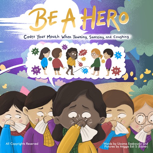 Book cover artwork with the title 'Be a hero'