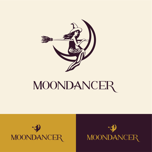 Witch logo with the title 'Witch on Crescent Moon'