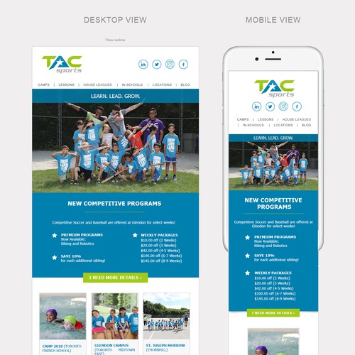 Mailchimp design with the title 'Responsive Mailchimp email template'