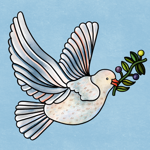 Dove design with the title 'White peace bird concept for Children's Pyjamas '