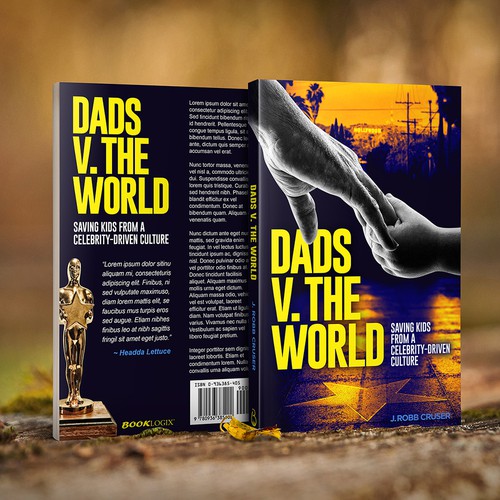 Parenting book cover with the title 'Book cover for Dads v. The World'