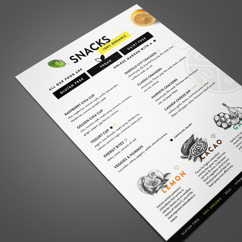 Juice bar design with the title 'Jusu cafe'