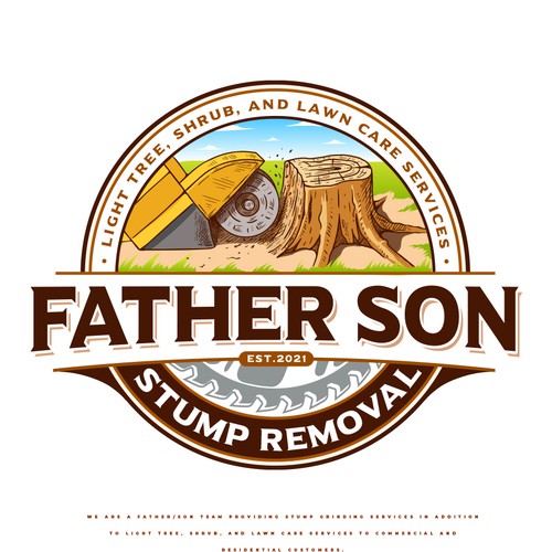 Machine design with the title 'Father Son Stump Removal'