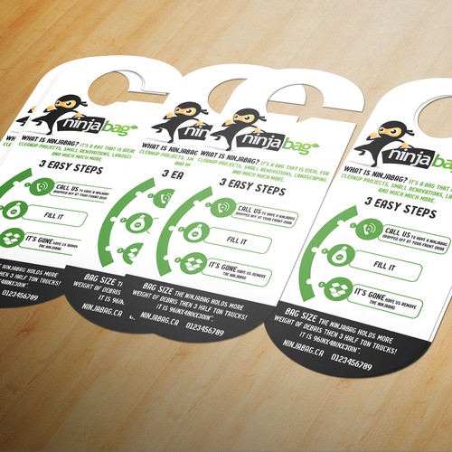 Step design with the title 'Ninga Bag'