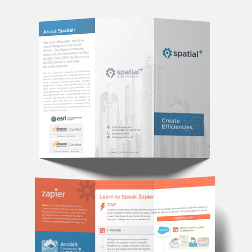 Location design with the title 'Roll-fold Brochure Design for Spatial+'