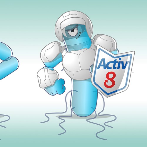 Armor design with the title 'Armored yoghurt bacteria mascot.'