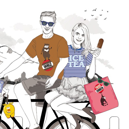 Summer illustration with the title 'Oh MIGROS !!'