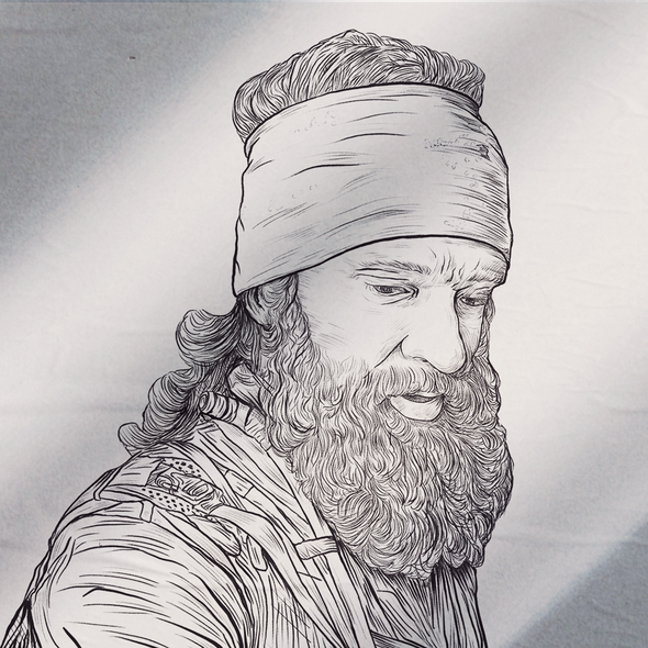 Editorial artwork with the title 'One color portrait illustration '