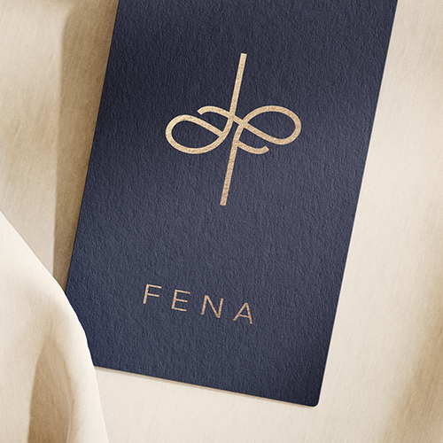 Elegant design with the title 'Flowing Elegance: Fena Monogram Design'