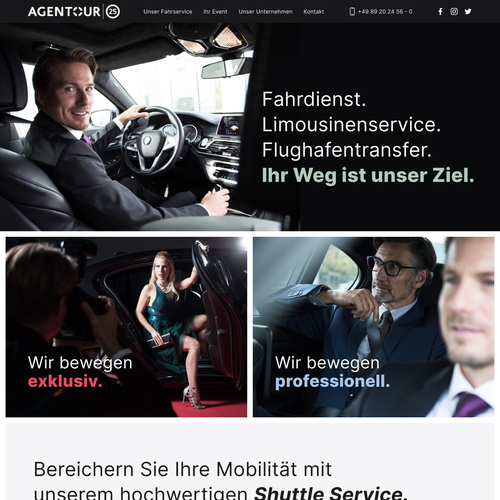 Taxi design with the title 'Web design for luxury passenger transport copmpany'