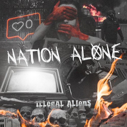 Metal design with the title 'Cover for new single'