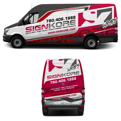 Vehicle graphic design with the title 'Sprinter wrap for signage company'
