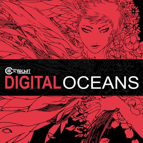 Ink artwork with the title 'Design concept for electronic music album'