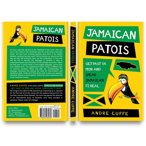 Appealing design with the title 'Fun and appealing cover for a book on learning how to speak Jamaican'