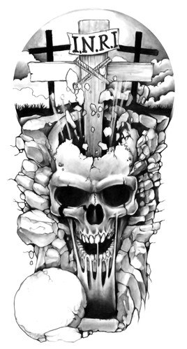 Pencil drawing design with the title 'Crucifixion of Christ'