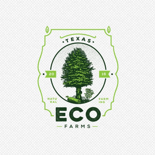 Paper design with the title 'Logo for Texas Eco farms / Vintage Version'