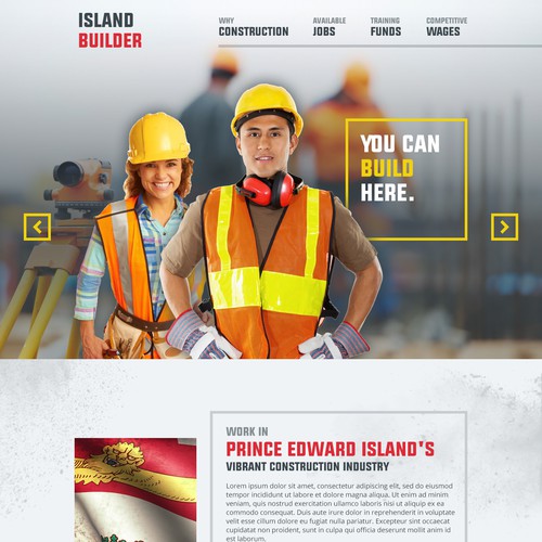 Career design with the title 'Landing Page for the Construction Recruitment Campaign'