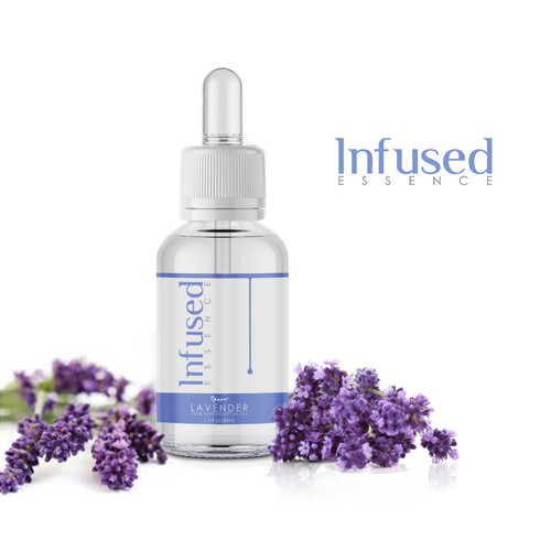 Aesthetic packaging with the title 'Label package for Infused Essence'