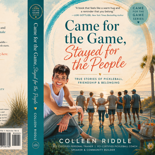 Friendship design with the title 'Book Cover for True Stories of Pickleball, Friendship & Belonging — Warm, Human, Community-Driven'