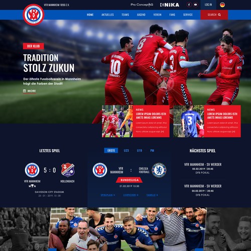 News website with the title 'Soccer Club Website Design'