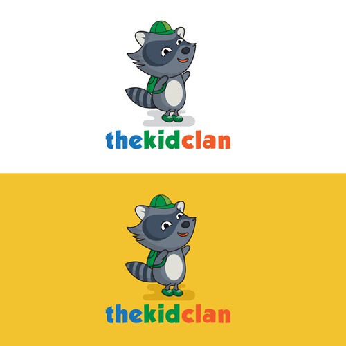 Raccoon logo with the title 'Kid logo'