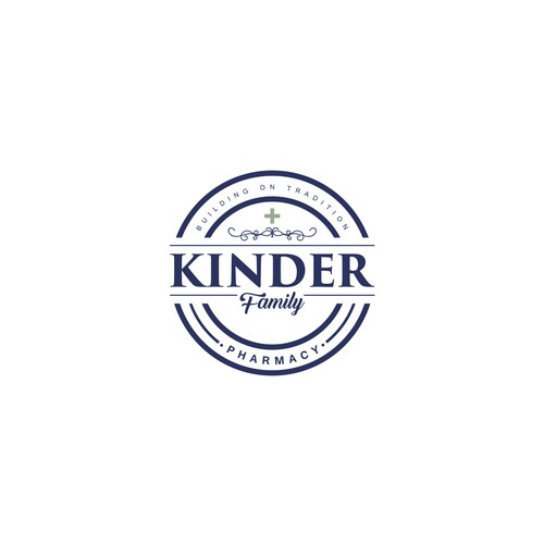 Pharma logo with the title 'Kinder Family Pharmacy Logo'