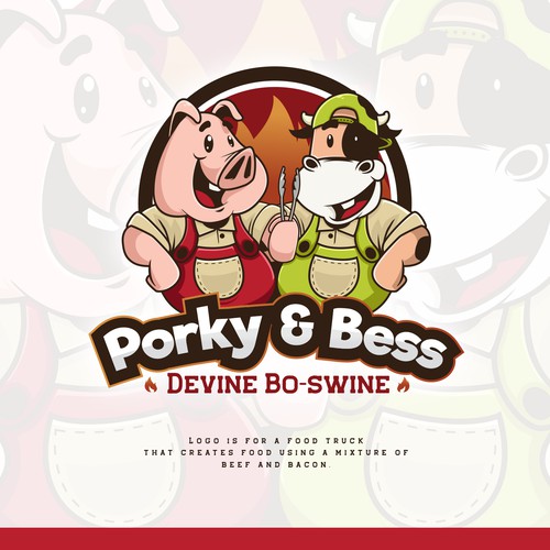 Food truck logo with the title 'Porky and Bess Logo'
