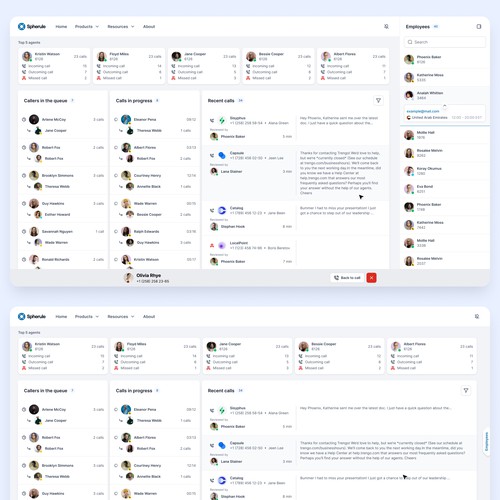 Call center design with the title 'Internal Web Portal UX Design for Call Center Administration'