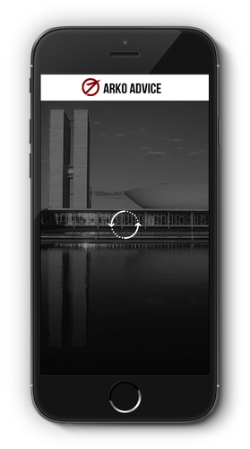 Splash screen design with the title 'Splash screen for Arko Advice Brazil'