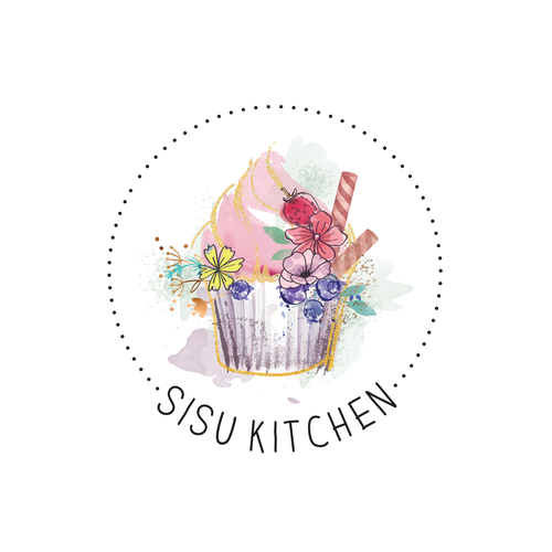 Watercolor brand with the title 'Sisu Kitchen Logo design'