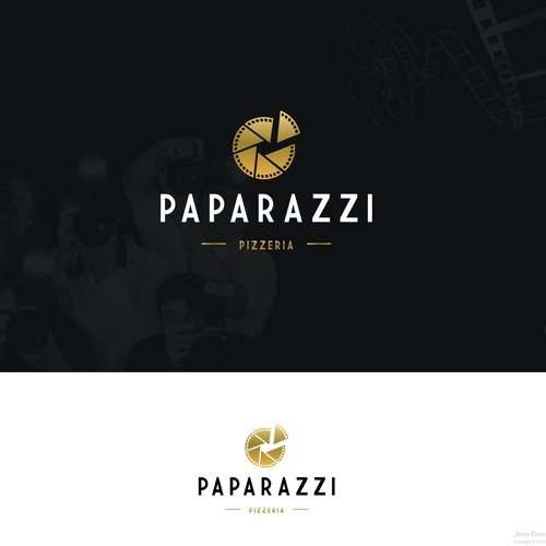 Pizza logo with the title 'L O G O - " P a p a r a z z i   P i z z e r i a " -'