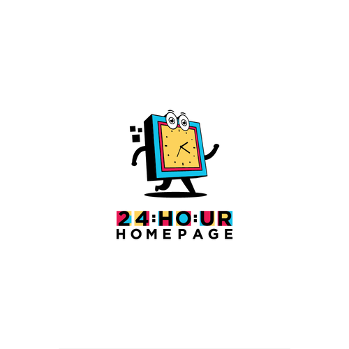 Clock design with the title 'Playful Logo for 24HOUR HOMEPAGE'