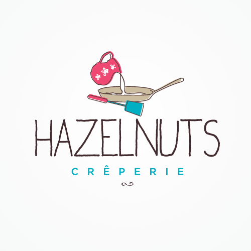 Shabby chic logo with the title 'HAZELNUTS Crêperie Logo '