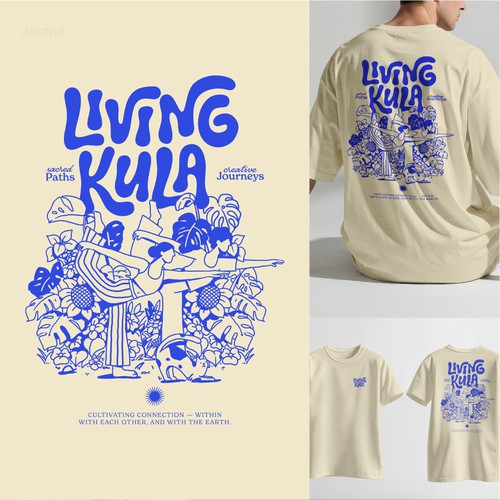 Yoga t-shirt with the title 'LIVING KULA'