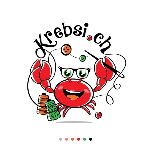 Crab logo with the title 'The fun crab mascot for a children's clothing logo'