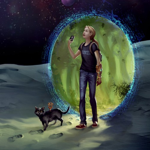 Girl artwork with the title 'Book cover illustration'