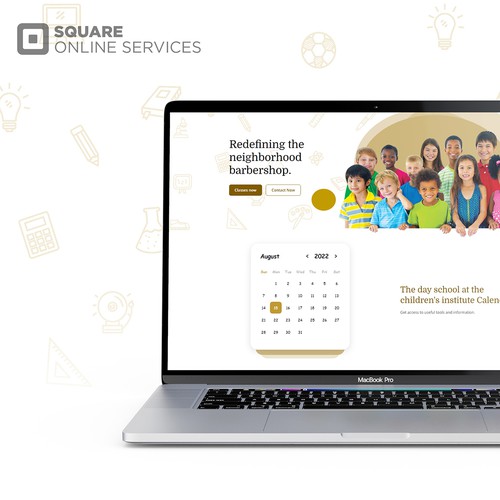Atom design with the title 'School Kids for Square Service Online'