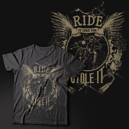 Wings t-shirt with the title 'Hot Vintage Motorcycle Shirt - Ready for your designs. GO!!!'