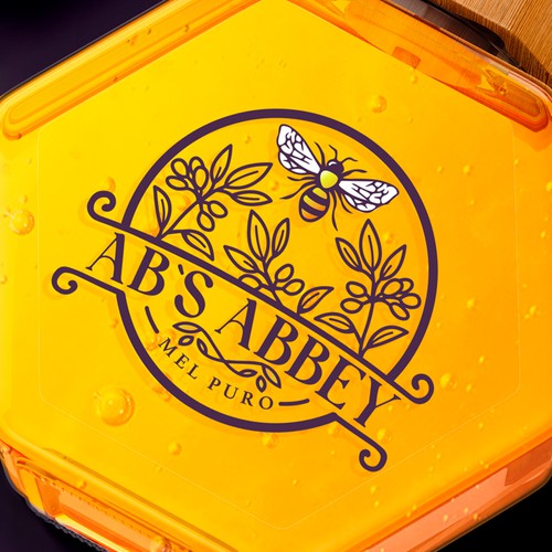 Honeycomb design with the title 'Ab's Abbey Artisanal Honey Logo'