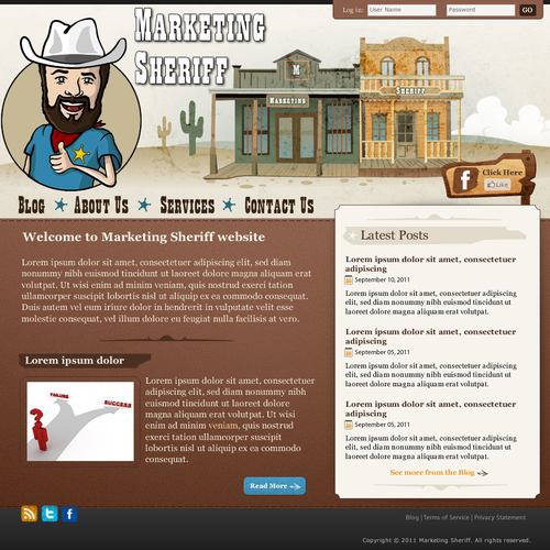 Marketing website with the title 'website design for Marketing Sheriff'