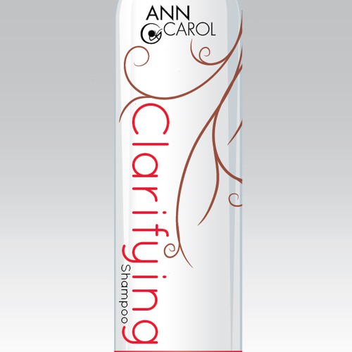 Shampoo label with the title 'Ann Carol Clarifying Shampoo Label Design'